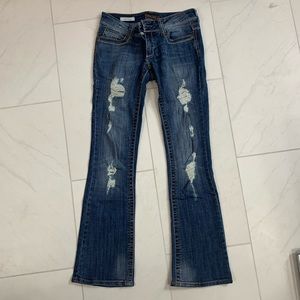 Decree Low rise bootcut thick stitch ripped jeans